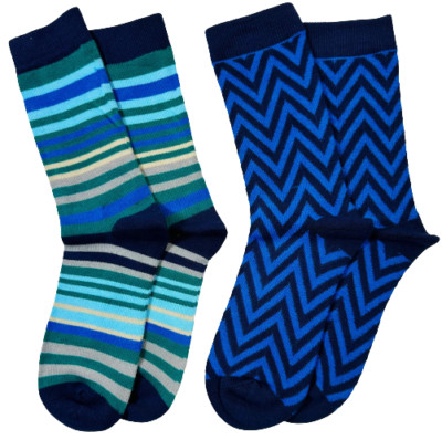 Alpine Design Women's Lifestyle Crew Socks 2-Pack,Chevron Blue,  Shoe Size 5-10
