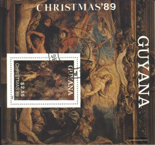 Guyana block75 (complete issue) used 1989 christmas ´89: Painti - Picture 1 of 1