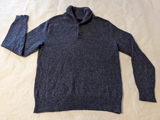 J Crew Shawl-collar Heather Blue L/S Sweater Lambswool Blend Men's Medium AA032