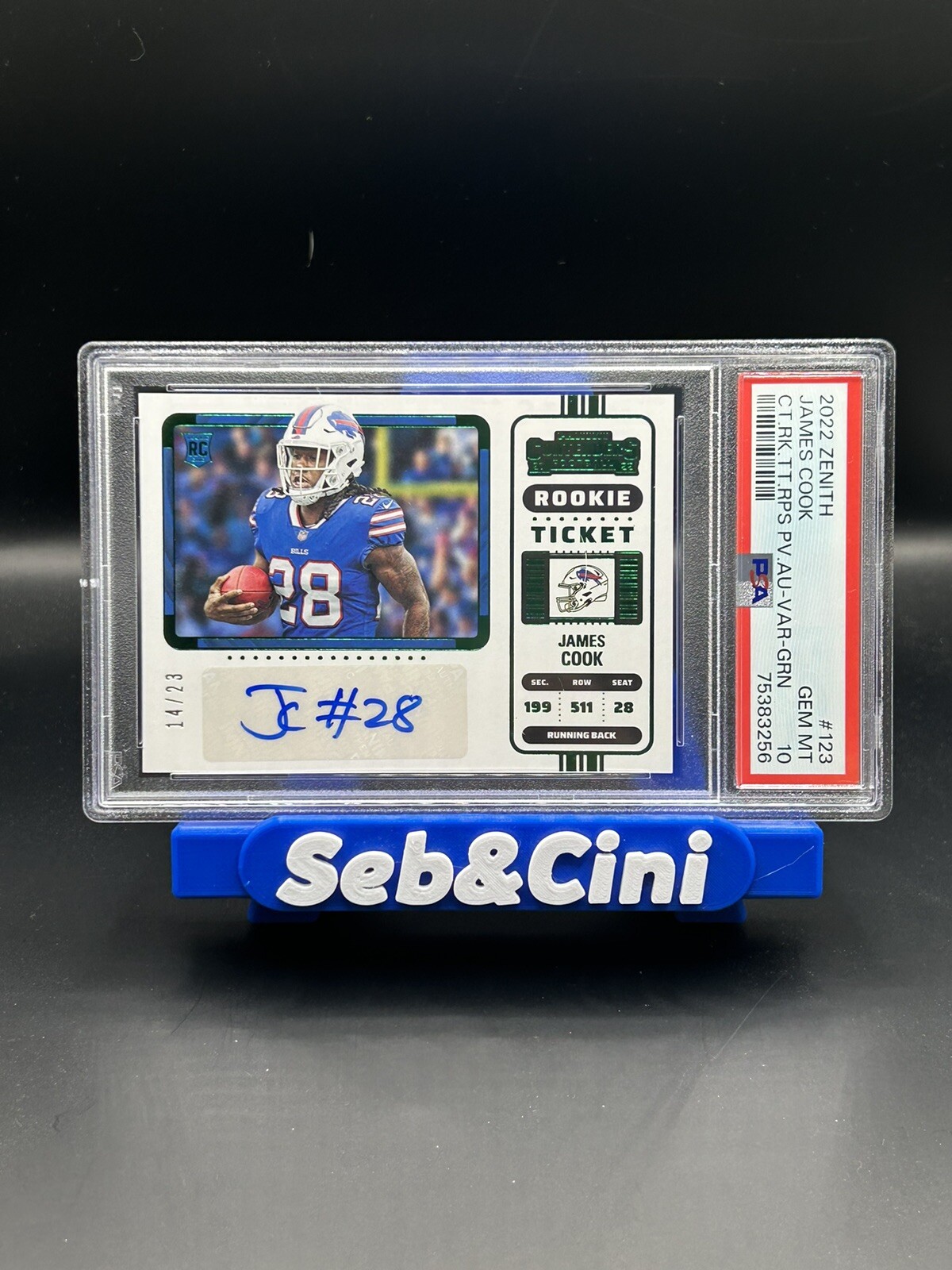 James Cook Panini Zenith Contenders Rookie Ticket Rps Preview Autograph #123 Variation-Green