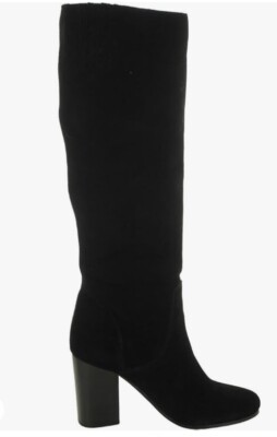 MICHAEL KORS Women's Black Leigh Suede Leather Heeled Knee High