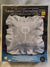 Vintage Valiant Crafts 8504 LACE OWL Lace - Net Darning Kit New Sealed 1983