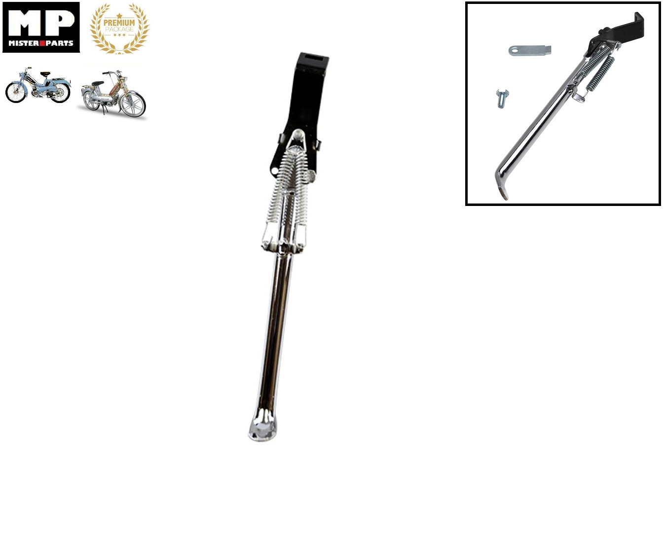 Béquille latérale bras oscillant carré cyclo MBK 51 Peugeot 103 chrome