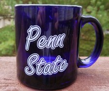 Penn State University PSU Cobalt Blue Glass Coffee Mug Cup Made in USA
