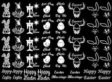 Easter Sketch 40 pcs 1 Inch White Fused Glass Decals