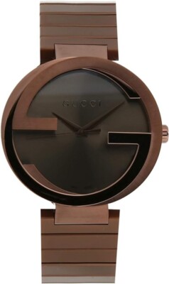 Gucci Interlocking G XL YA133211 Brown Dial Stainless Steel Men's