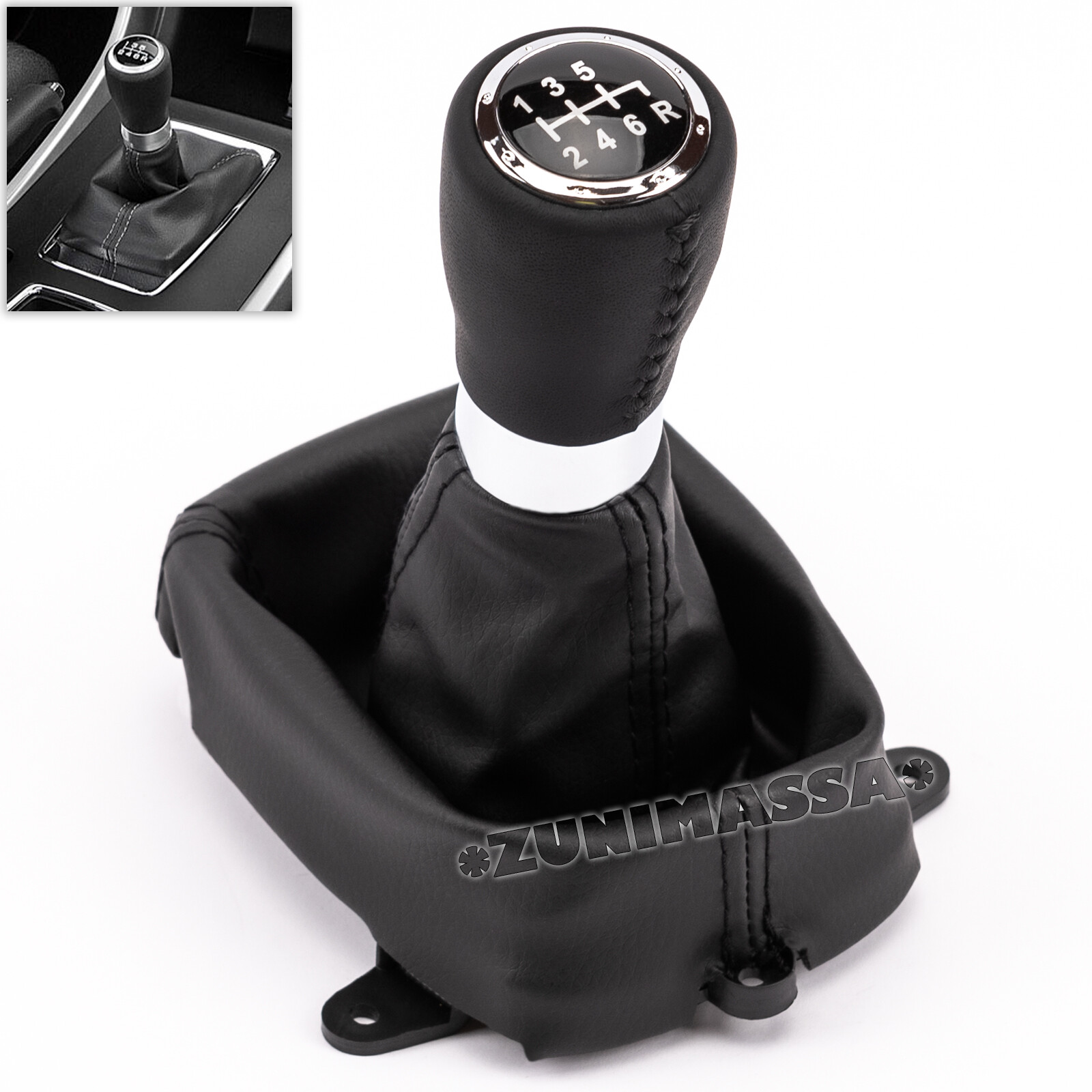 Pomo de levier de vitesse 6 vitesses en cuir noir pour Honda Accord 8 CP