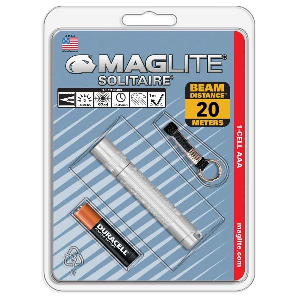Серебряный фонарик Maglite Solitaire с 1 ячейкой накаливания Aaa