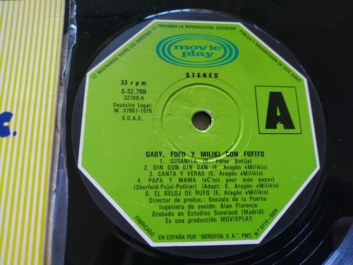 Gaby Fofo Miliki Fofito Los Payasos de la Tele 1975 - LP Vinilo 12" VG/VG - Imagen 2 de 4