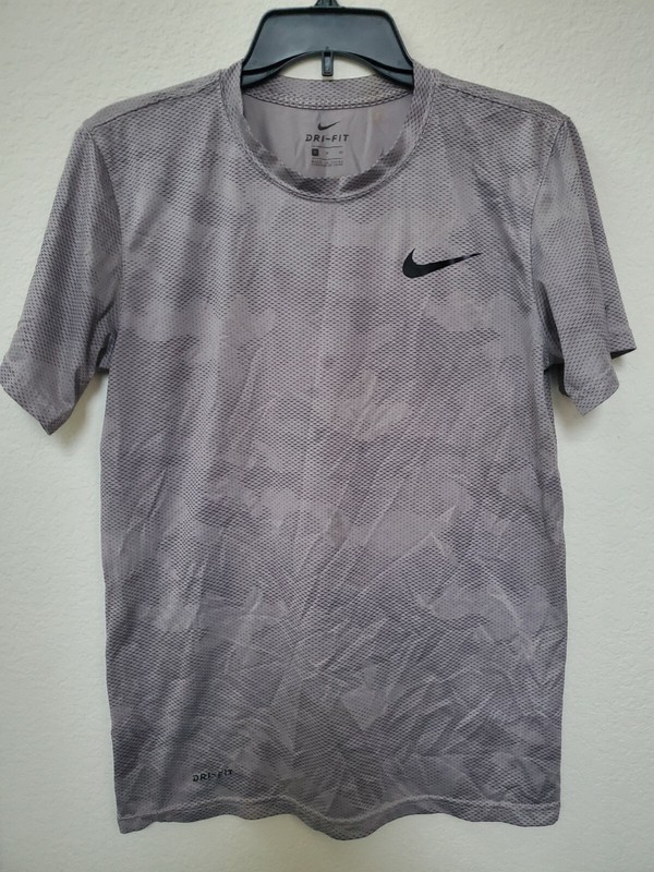 Nike Dri-Fit Activewear Shirt Mens Size S Grey Pre-owned Subtle Camo Print