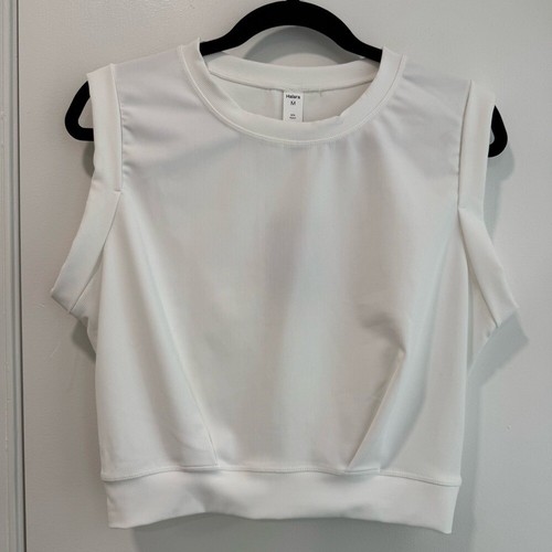 Halara White ribbed Sleeveless cropped top Women's size Medium