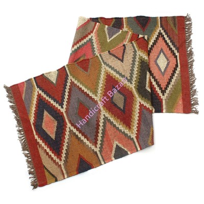 Indian Kilim Kitchen Mat Floor Rug Runner Rustic Wool Jute ...