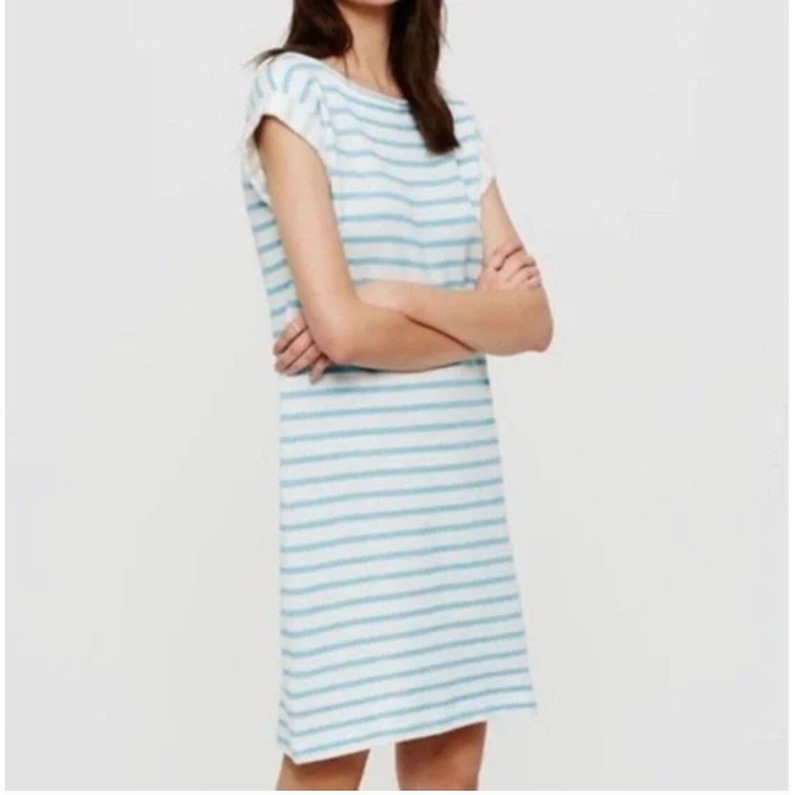 Lou & Grey | LOFT Striped Summer Sweatshirt Dress, size XS, 100% cotton