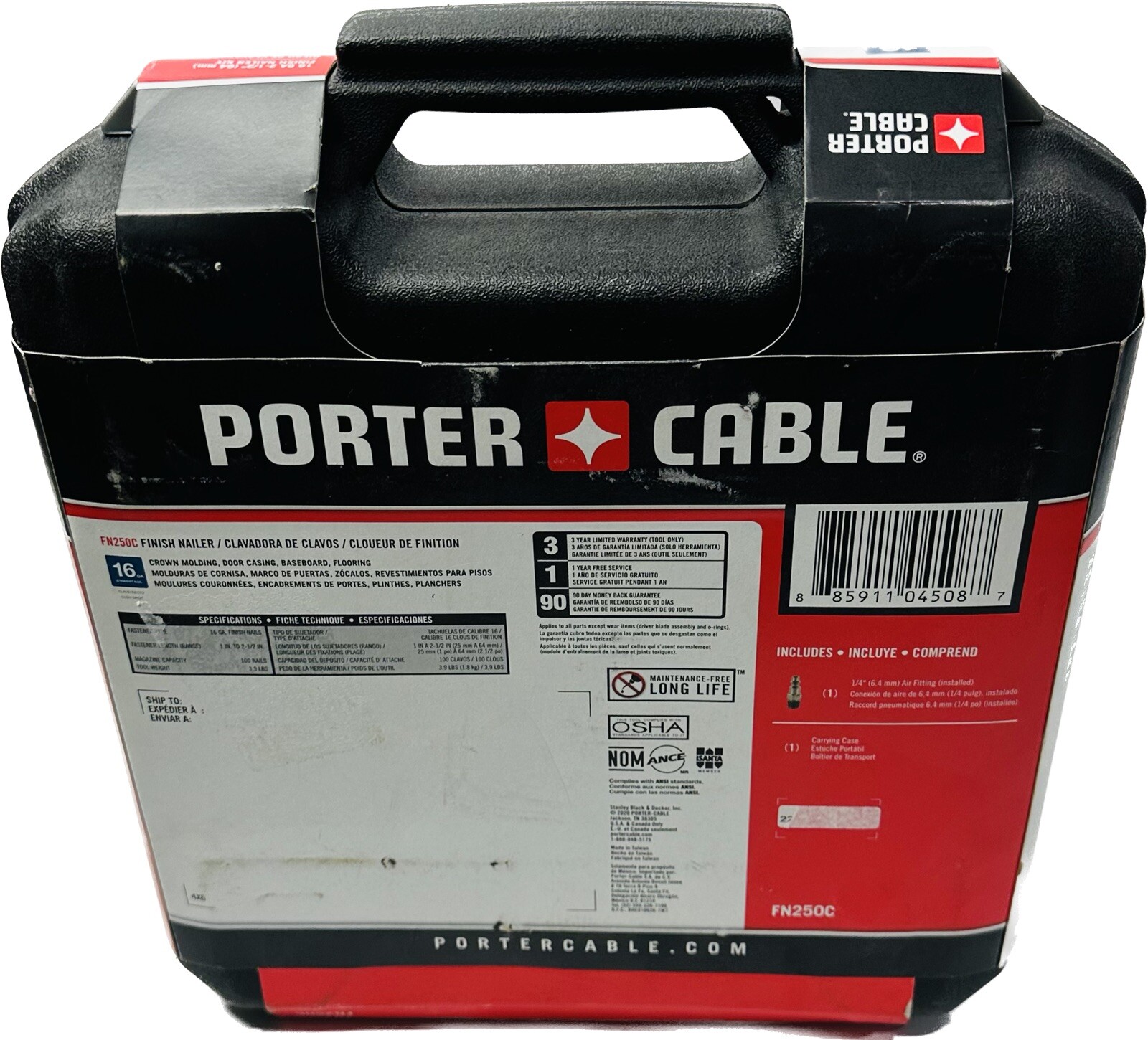Porter Cable 16-Gauge 1&rdquo;- 2-1/2" Finish Nailer Kit FN250C Nail Gun