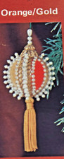 LeeWards SHADES OF VELVET Orange/Gold Vtg Sequin Bead Christmas Ornament KIT