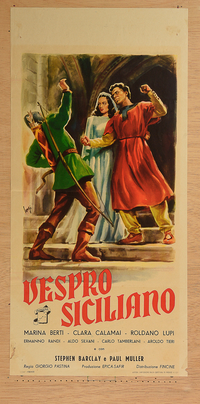 Locandina originale film Vespro siciliano (1950) - Regia di Giorgio Pàstina