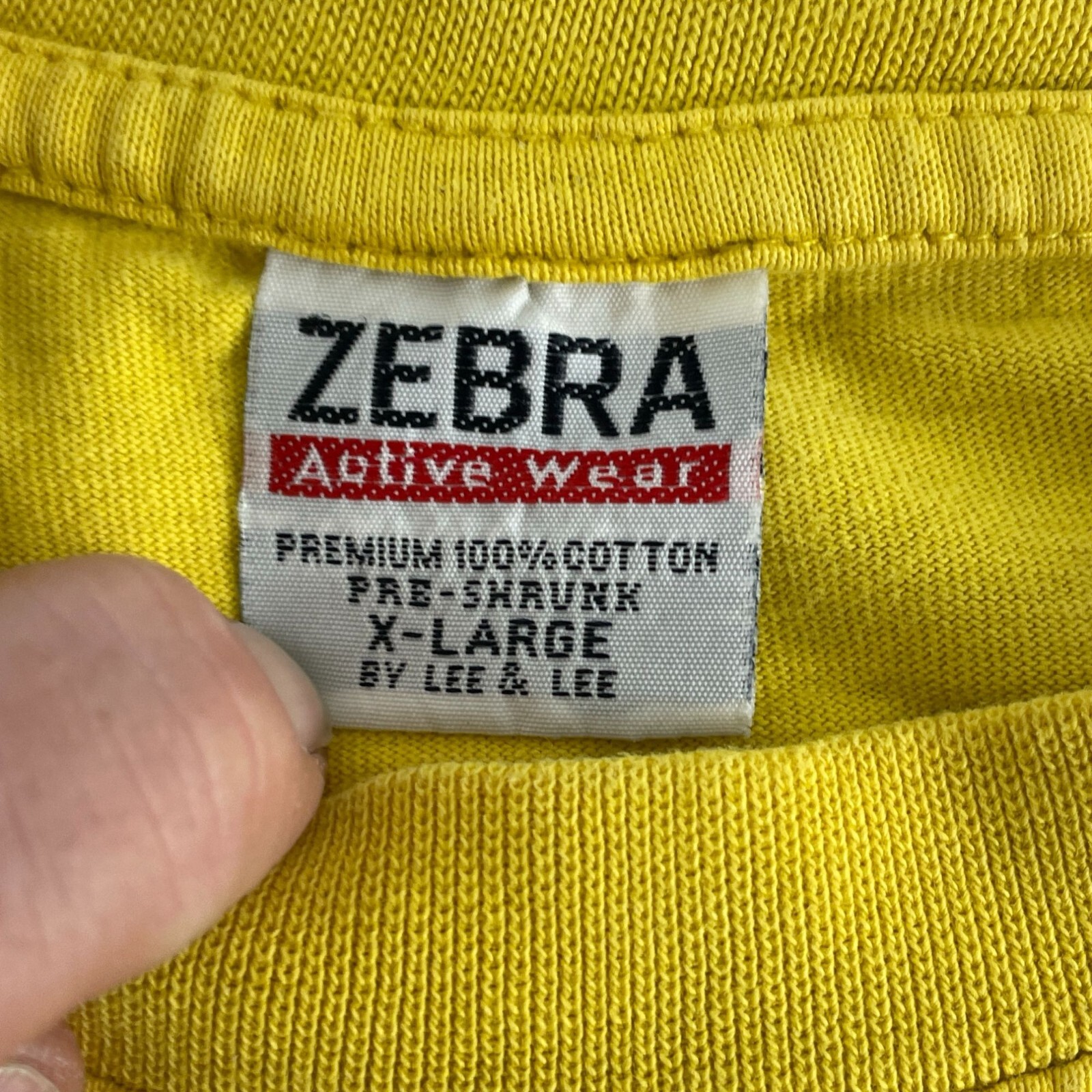 Vintage New York 94 Zebra  Yellow T-Shirt XL 100% Cotton By Lee & Lee 4828 thumbnail 3