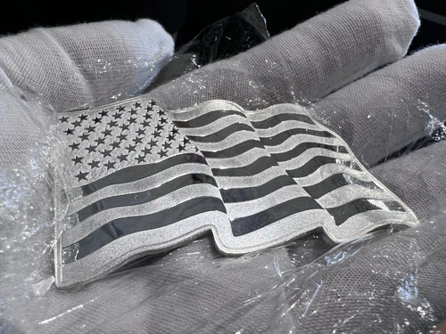 Old Glory American Flag by SMI 1 oz .999 Fine Silver Bullion Security Art Bar