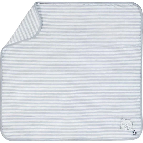 Manta a Rayas Gerber Organics Adventure Awaits Gris Blanco Algodón Bebé Lovey Foto 4 de 4