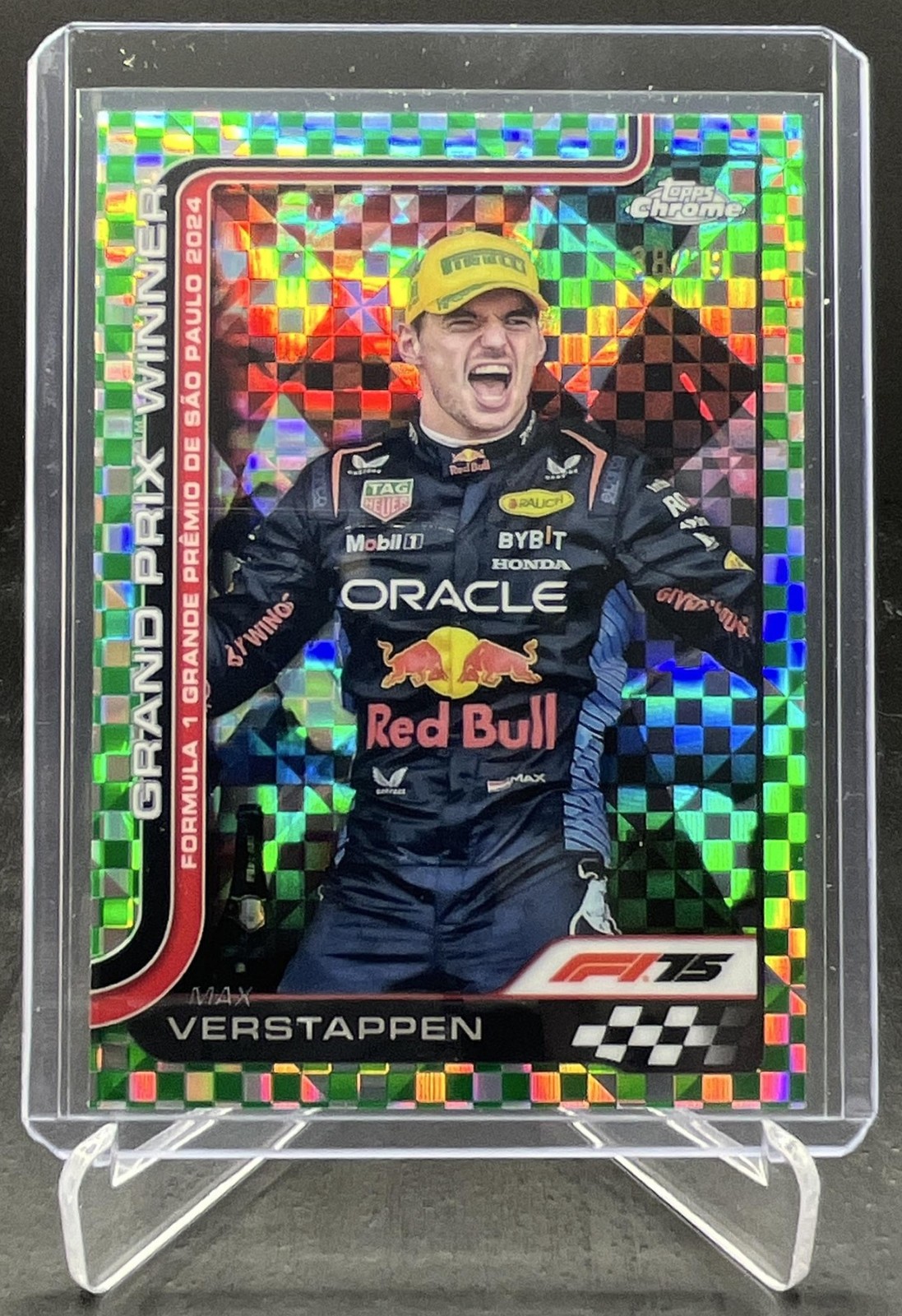 2025 Topps Chrome F1 Max Verstappen Brazil GP Winner Green Checker 38/99 #113 view 1