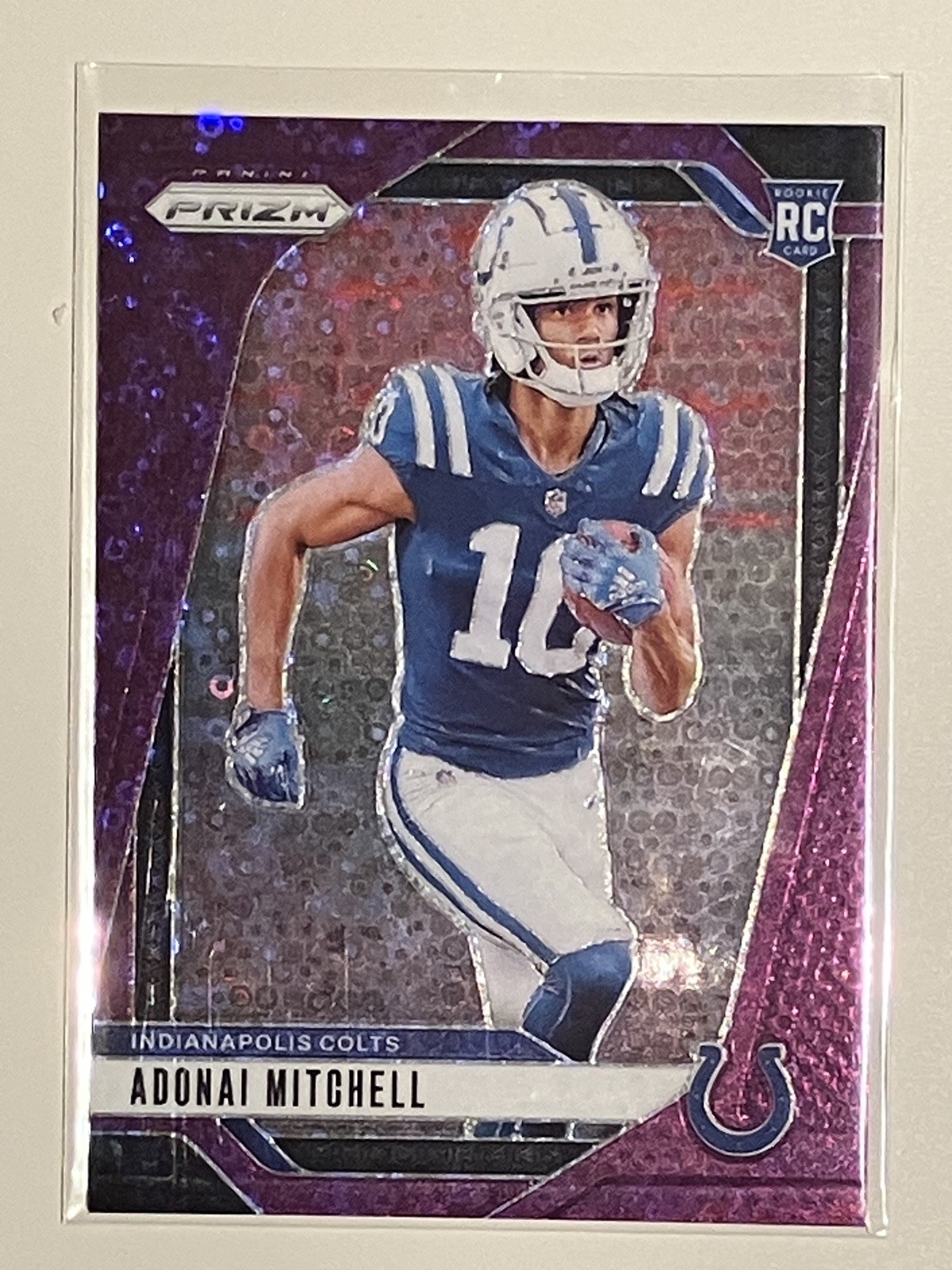 Adonai Mitchell 2024 Prizm #303 Purple Disco Rookie Card /49
