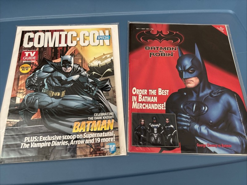 TV Guide Magazine Comic-Con Special And Batman & Robin Merchandise Catalog.
