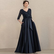 Navy Blue Mother of Bride Dress Fashion 3/4 Sleeve Wedding Party Dresses custom