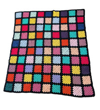 Granny Square Crochet Afghan Sofa Throw Blanket Roseanne Grannycore Vintage 90s