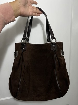 バッグ Old Coach Leather Dark Brown Tote Bag Coach Dark Brown Suede Leather Tote Bag Double Handles Buckle