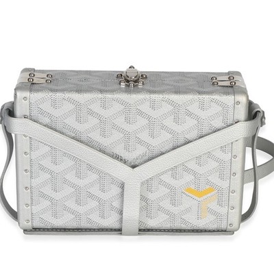 Goyard Silberne Edelmetall Goyardine Canvas Minaudière Koffer Handtasche