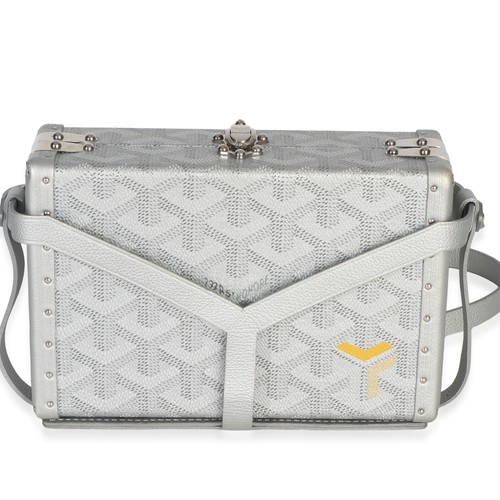 Goyard Silver Precious Metals Goyardine Canvas Minaudiere Trunk