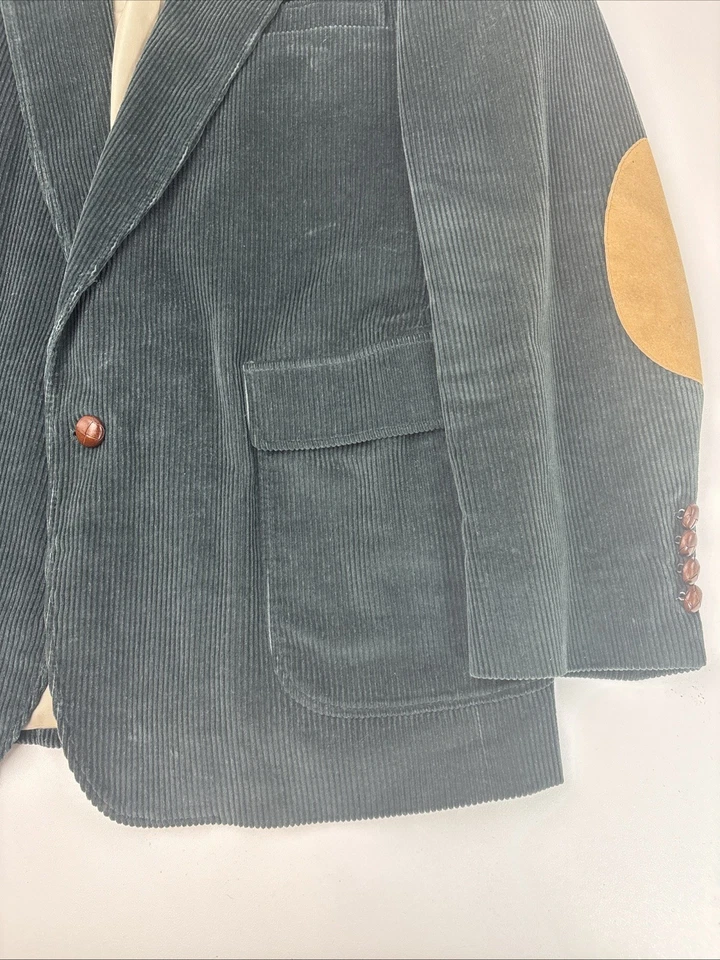 Vintage Woolrich Green Corduroy Blazer Suede Elbow Patch Jacket Men's 44R - Image 4 of 4