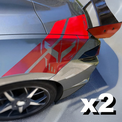 x2 GLOSS RED Rear Fender Hash Stripes C8R Jake Graphics C8 2020-2026 Corvette