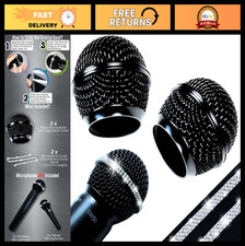 Black Bling Microphone Grille Cover - Crystal Decorative Band for SM58 Beta 58A,