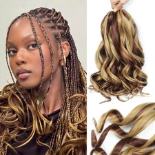 French Curl Braiding Hair 14 Inch Curly Braiding Hair 8 Packs Pre Stretched B...