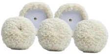 Standard Twisted Wool Buffing Pad (5 Pack, 3”), Premium Curved Edge Wool 3"
