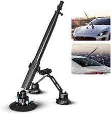 Triple Suction Cup Car Mount Kit with 2In1 Extension Pole Selfie Stick NEWTriple