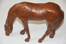 Red Mill Mfg Horse Figurine Handcrafted Carved Pecan Shell Vintage Nice w/ Label