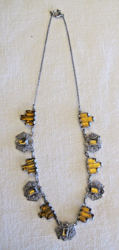 ANTIQUE ART DECO AMBER CZECH NECKLACE