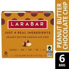 Peanut Butter Chocolate Chip, Fruit and Nut Bars, Gluten Free, Vegan, 9.6 oz, 6