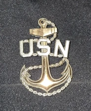 Rare WWI US Navy CPO Chief Petty Officer Hat Insignia Pin~ 1/20 10K Sterling