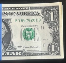$1 DOLLAR BILLS FULL COMPLETE BEP STRAP 100 CONSECUTIVE $100 FACE VALUE 2017