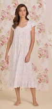 Nwt Eileen West Pink 100 COTTON Cap Sleeve Long Ballet Nightgown Sz S