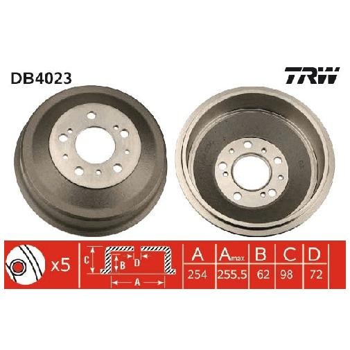 2X Bremstrommel Hinten FüR Citroen Jumper 230 230L 230P 244 Z 94 Bis 06 TRW Neu-image