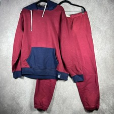 Polo Ralph Lauren Hoodie Jogger Pants Set Mens Size L/XL Red Blue Preppy Thick