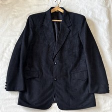 Vtg Pioneer Wear USA Made Blazer Jacket 46L Black Dacron Polyester Western HR