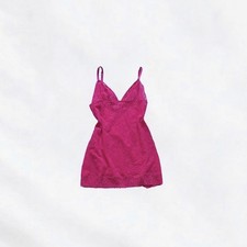 Victoria  s Secret Hot Pink Sheer Lace Mesh V Neck Lingerie Size Small