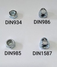 DIN 934 1587 985 986 VZ Muttern Hutmuttern Sicherungsmuttern Sechskantmuttern