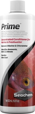 Seachem Prime Aquarium Wasseraufbereiter für Süß- Salzwasser Chlor NO² NO³ 500ml