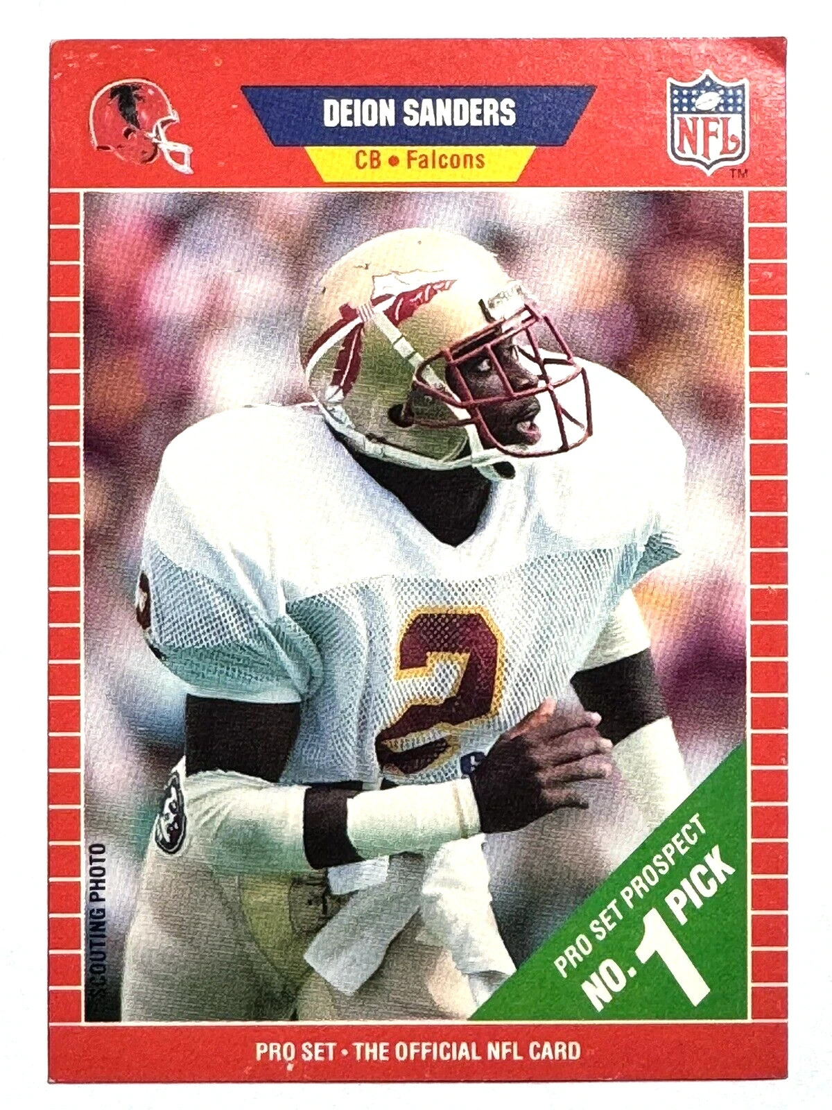 ROOKIE CARD HOF'er DEION SANDERS Atlanta Falcons 1989 Pro Set #1 PROSPECT #486